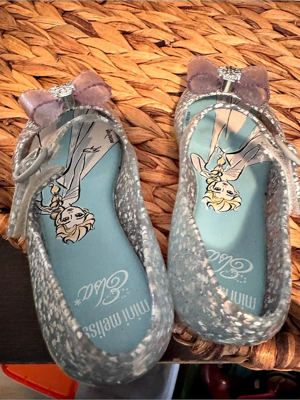 mini melissa Frozen Elsa Glitter Mary Jane Flats in Gray - Picture 7 of 11